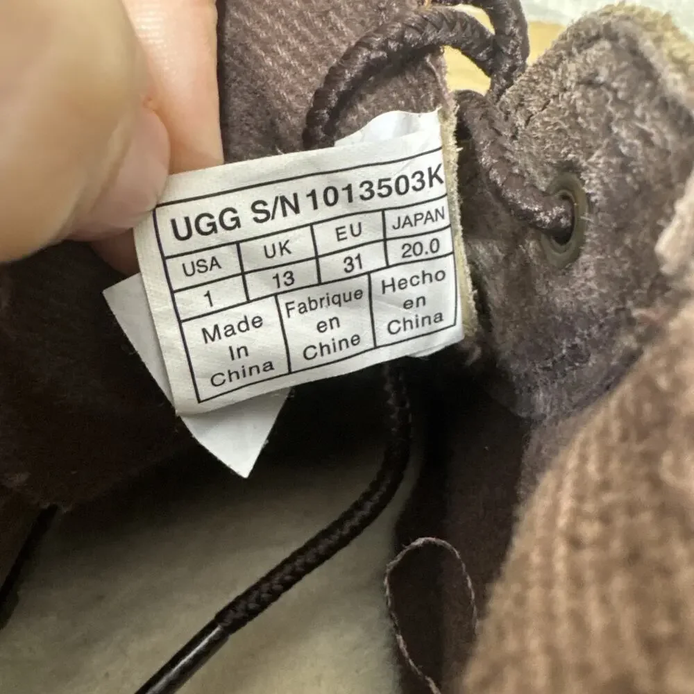 UGG Kids Neumel Chukka Boots Brown Suede Sheepskin Lined Youth 1